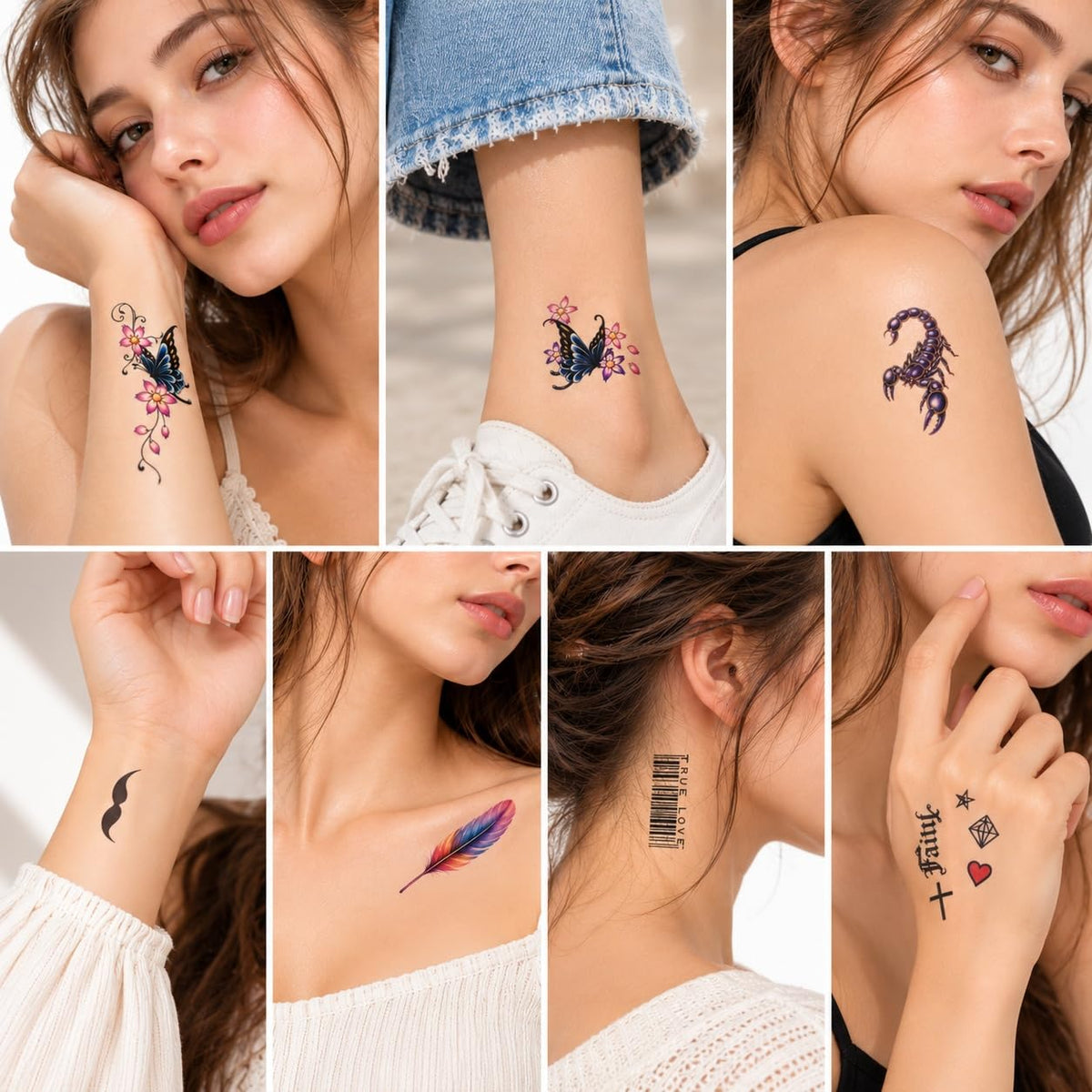 S.A.V.I 7 Temporary Tattoos for Women Waterproof Body Art Stickers