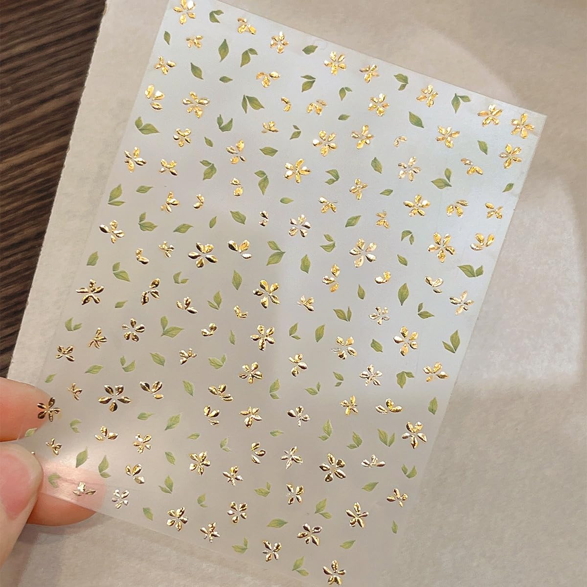 S.A.V.I 3D Nail Art Stickers Floral Decals Gold & Rose Gold, 2 Sheets | Self Adhesive, Embossed Chrome Flowers, 8 x 10 cm, Easy Peel & Apply, Manicure Decorations