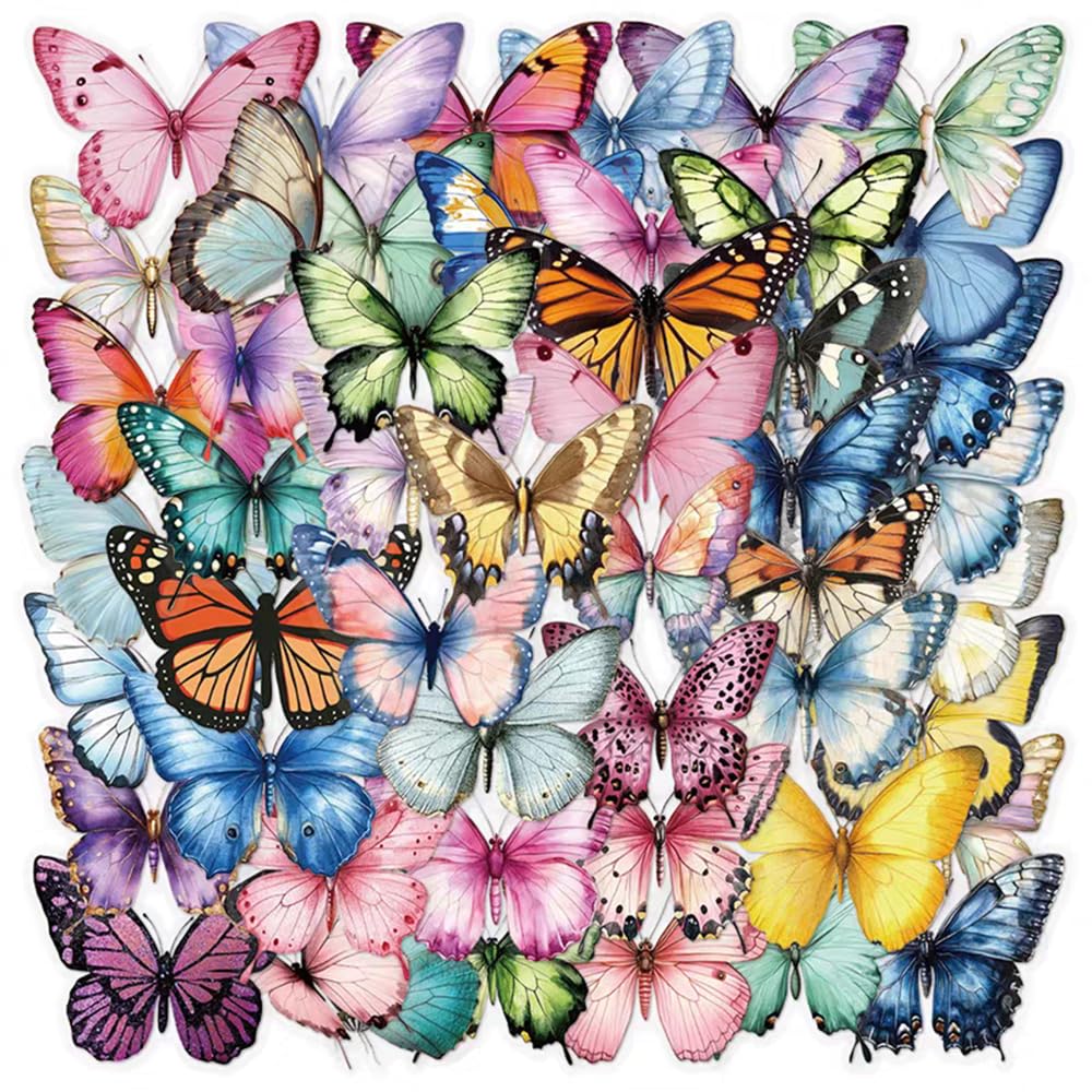 S.A.V.I 50 Pcs Butterfly Stickers Pack | Waterproof Vinyl Decals