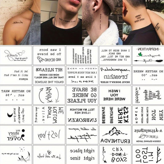 S.A.V.I 30 Pcs Black Temporary Tattoos for Women & Men – Safe, Non-Toxic, Waterproof Body Art Stickers | Minimalist Quote & Word Designs | 9.7x5.7 cm Sheet | Long-Lasting, Easy to Apply (13)
