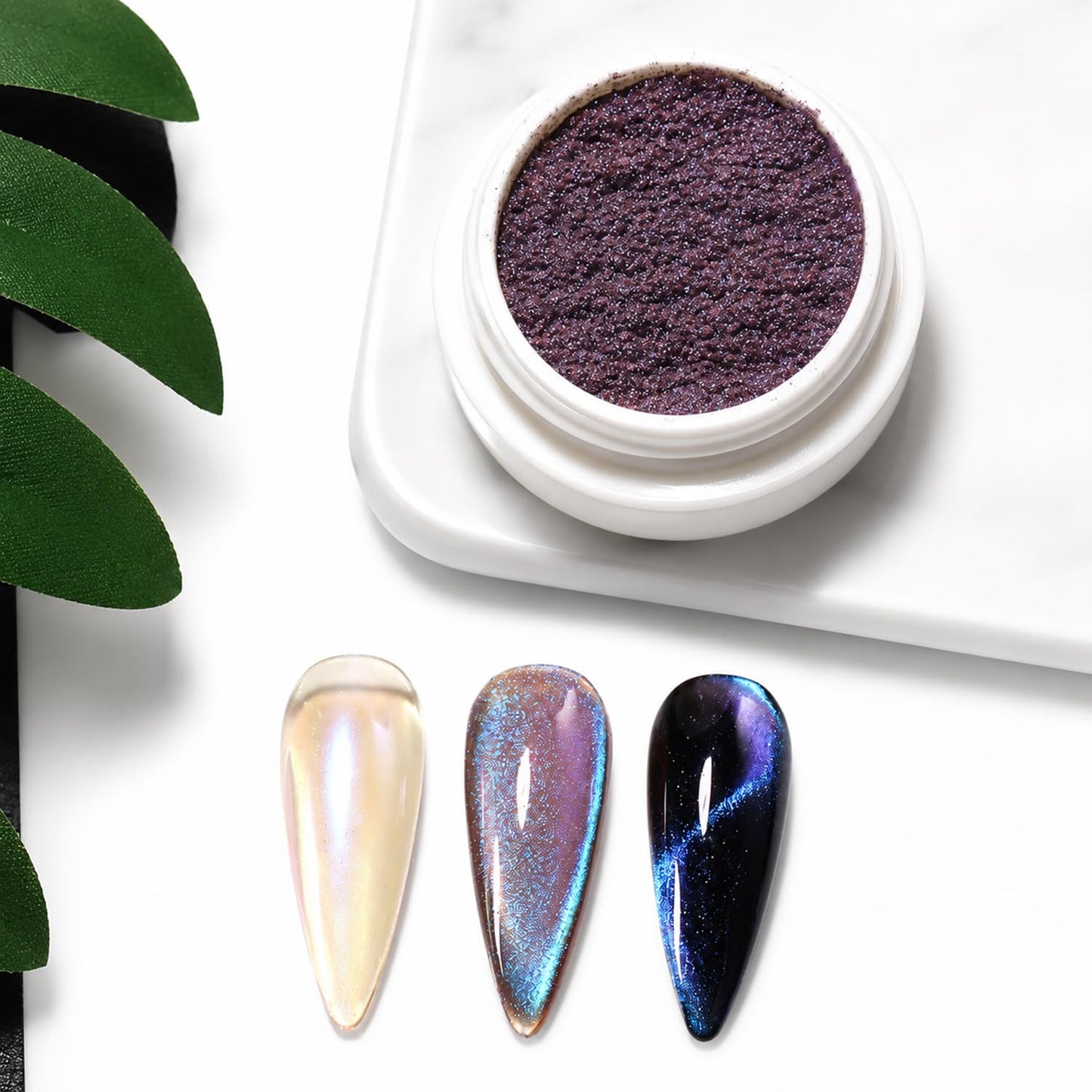 S.A.V.I Cat Eye Magnetic Nail Glitter Powder Gold & Purple 5g | Dual Shade Pigment, Shimmer Finish, 3x3x1 cm Jar, for Gel Polish & UV LED, DIY Manicure