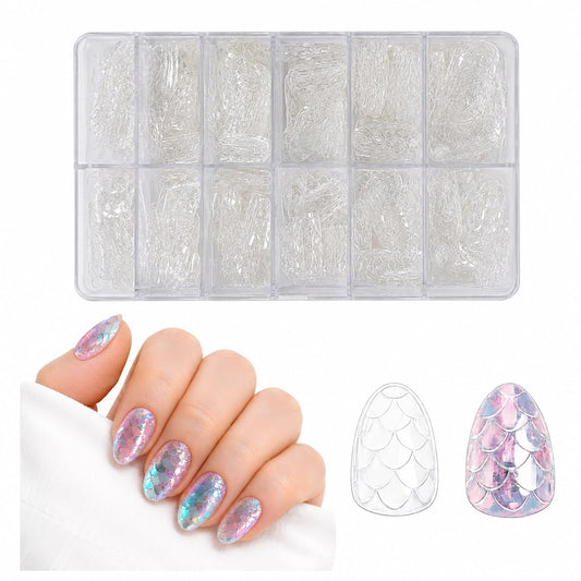 S.A.V.I 3D Mermaid False Nails 140 Pcs Clear Soft Gel Tips | Short Almond Shape, 12 Sizes, Lightweight & Comfortable, Easy to Apply & Remove, DIY Manicure