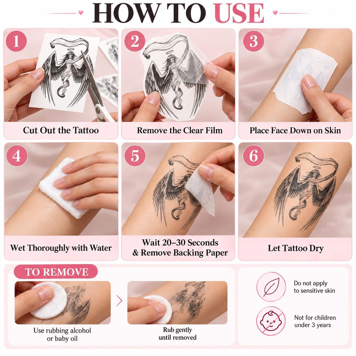 S.A.V.I Temporary Tattoo Stickers Angel Wings Designs, 15x21 cm