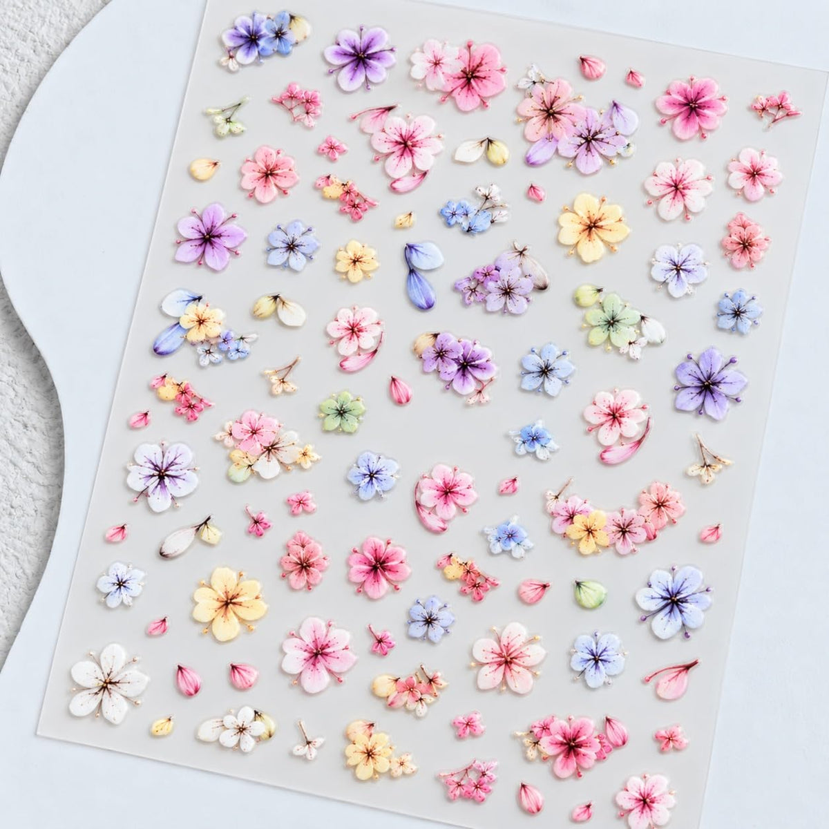 S.A.V.I 3D Floral Nail Art Stickers Self Adhesive Rose Decals | 2 Sheets, 7 x 9 cm, Multicolor Designs, DIY Manicure, Women & Girls