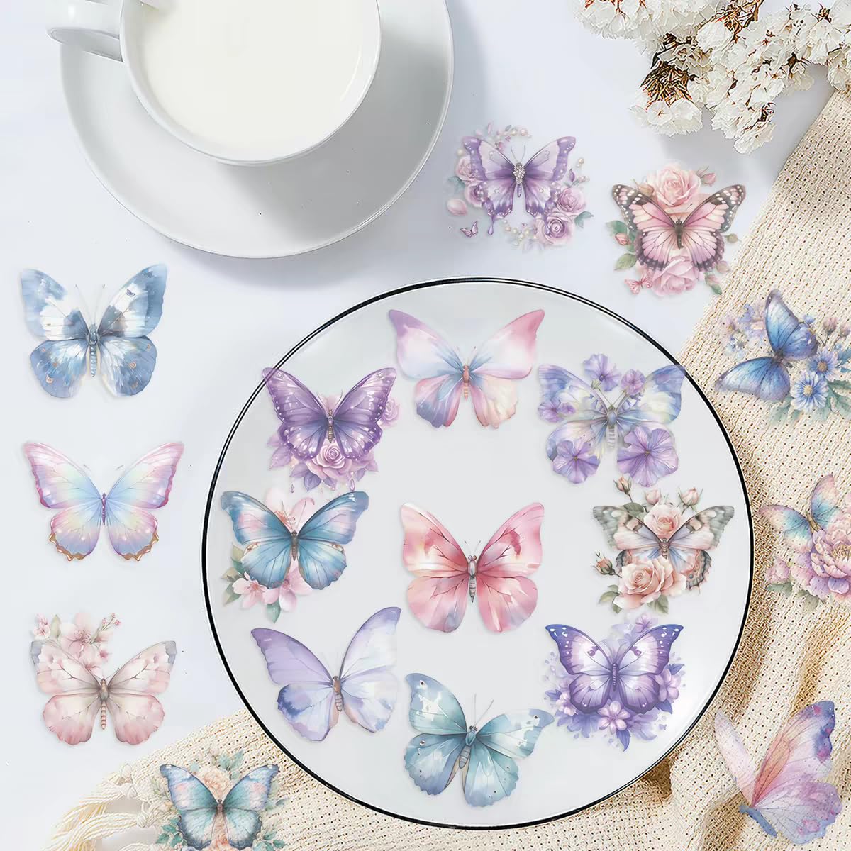 S.A.V.I 50 Pcs Butterfly Stickers, Waterproof Vinyl Decals for Laptop