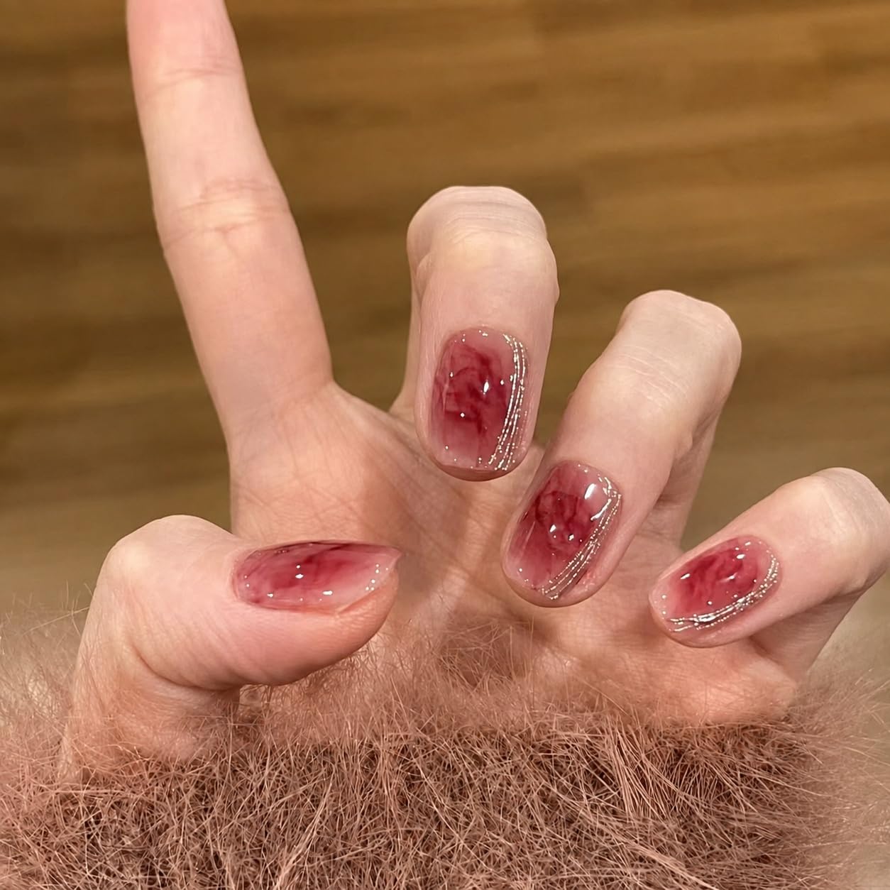 S.A.V.I Press on Nails Coral Red Short Natural Shape, 30 Pcs