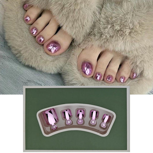 S.A.V.I Reusable Press On Nails for Women | Nude Pink with Gold Floral & Glitter Art | Medium Length Round Shape | ABS Material | 24 Pcs Kit with Nail Glue & Adhesive Tabs
