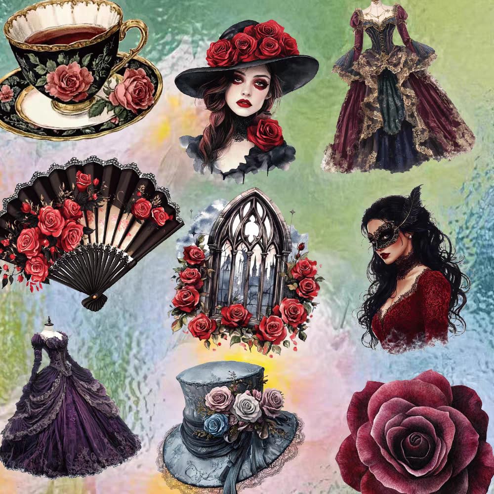 S.A.V.I 50 Pcs Gothic Vinyl Stickers Pack for Laptop & Water Bottle
