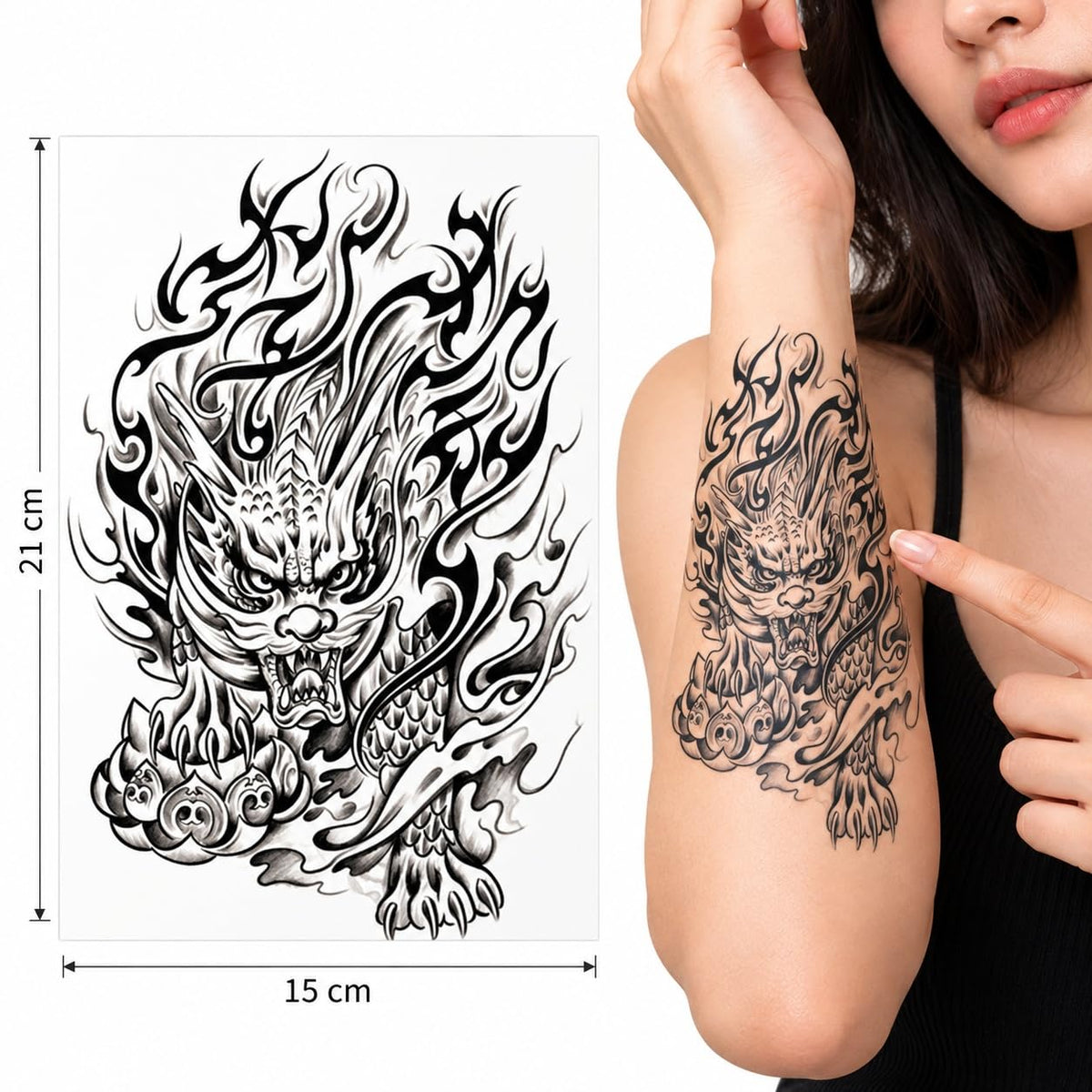 S.A.V.I Temporary Tattoo Stickers Tribal Dragon Tiger Goddess