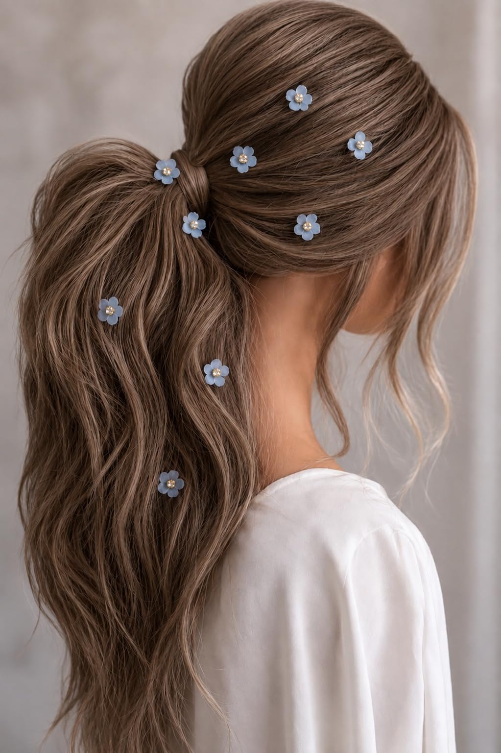 S.A.V.I Blue Floral Mini Hair Clips 1.5 cm Resin Daisy Barrettes | Set of 10, Strong Hold, Lightweight, Women & Girls, Weddings & Parties