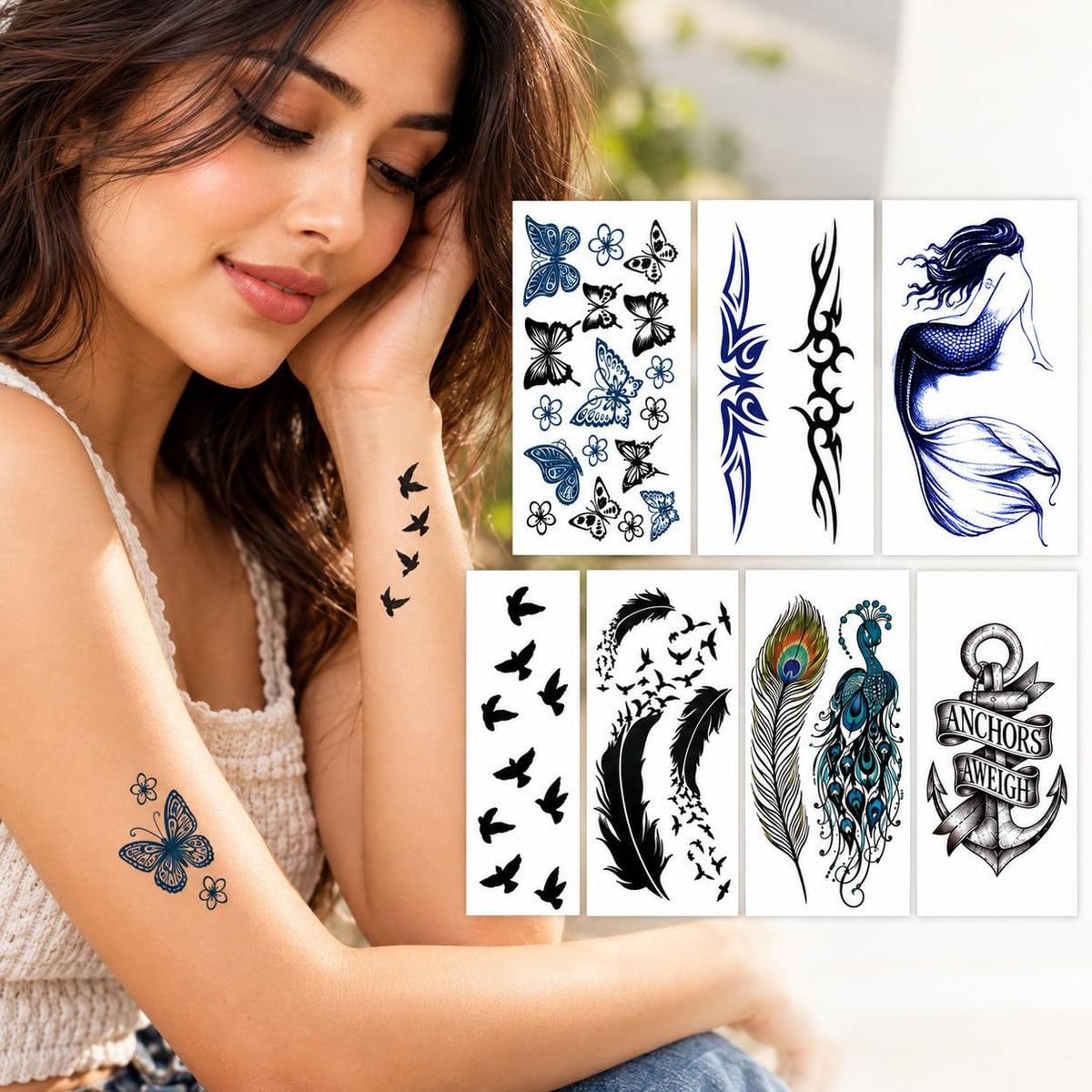 S.A.V.I Temporary Tattoo Stickers for Women & Girls, 7 Sheets