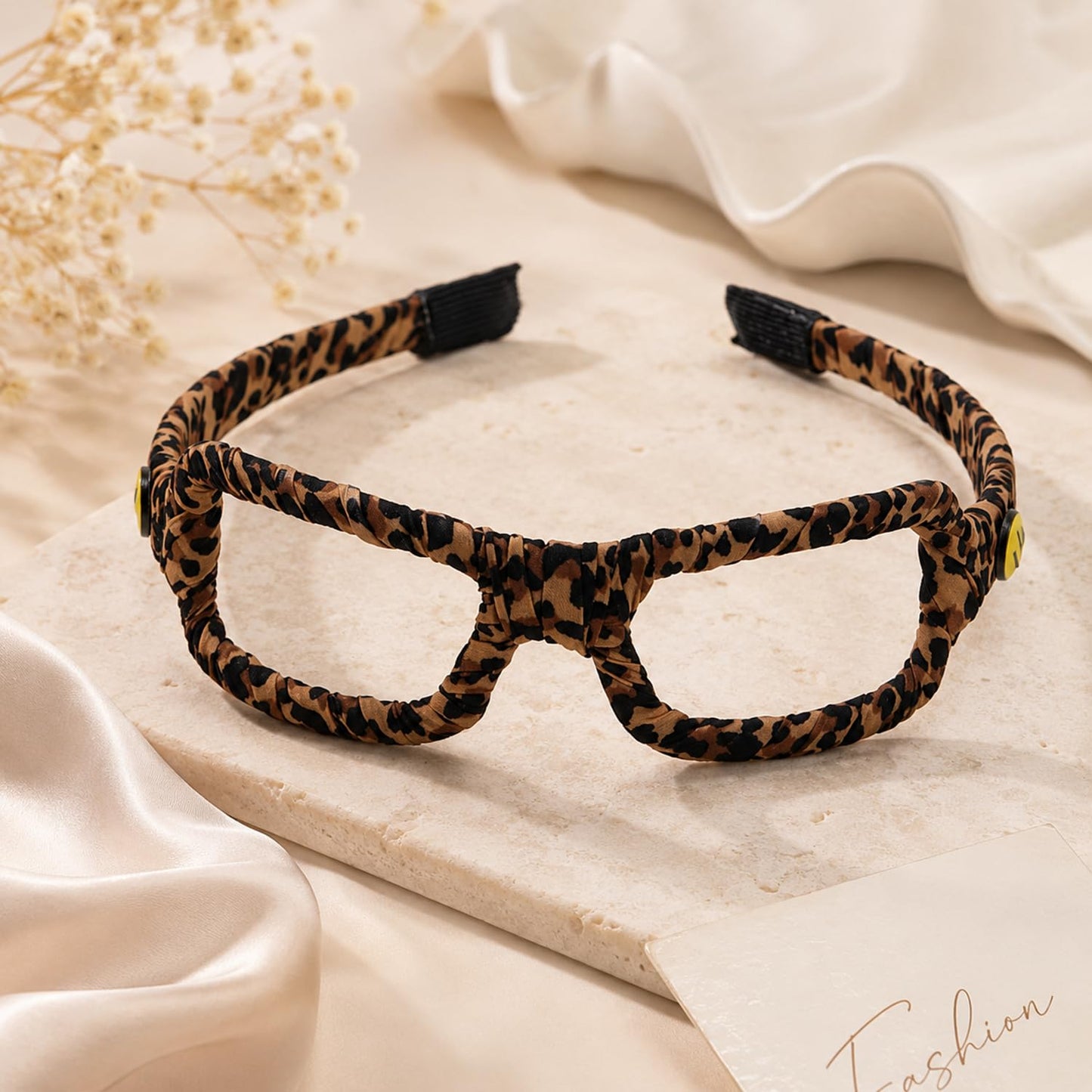 S.A.V.I Leopard Print Hair Band Sunglasses Style for Women, Brown Fabric Headpiece, 14 cm, Lightweight, Secure Fit, Durable, Casual & Party for Girls, Giftable Accessory