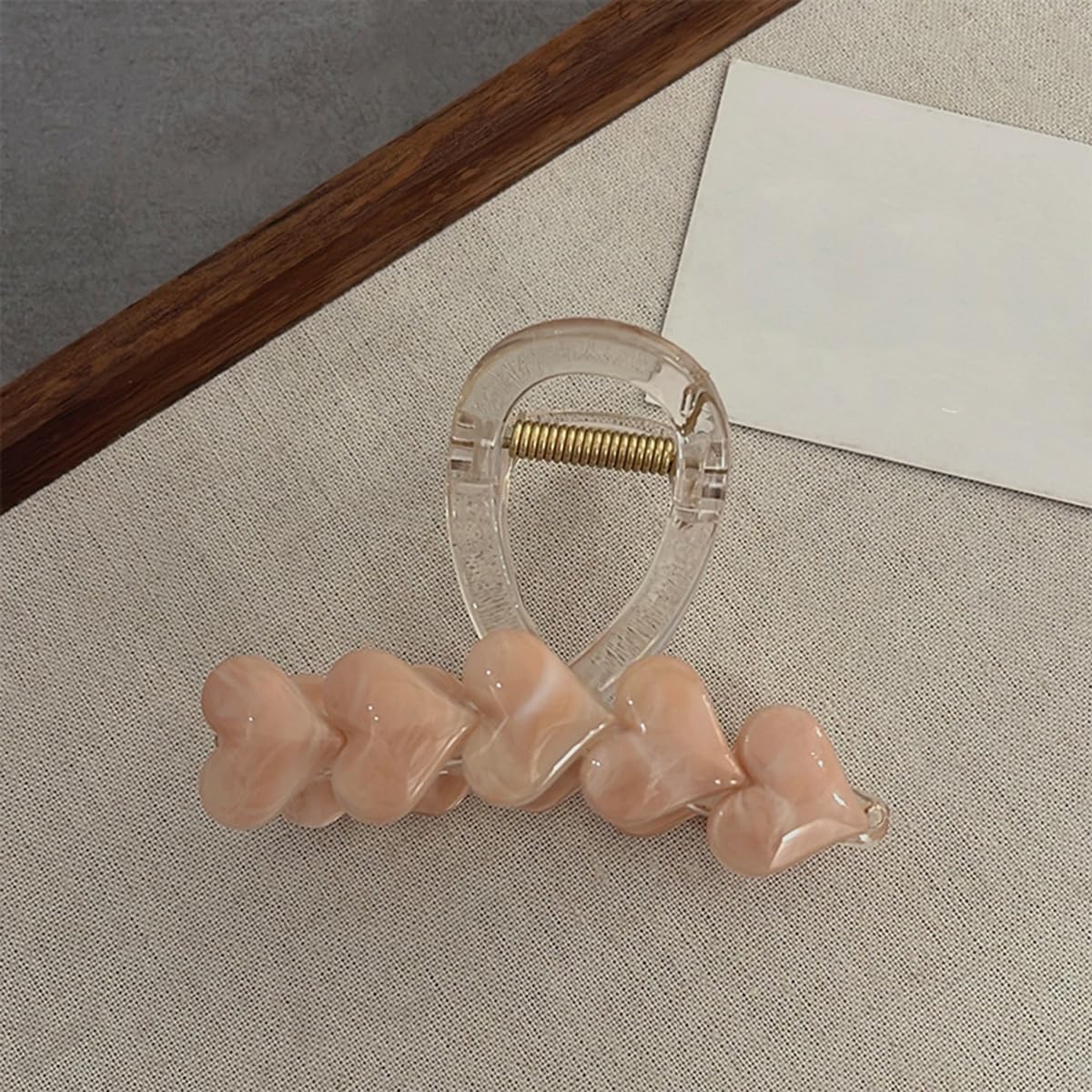 S.A.V.I Heart Design Hair Claw Clip for Women & Girls | Pink Marble Acrylic Large 8cm Clutcher | Strong Grip U-Shape Stylish Hair Accessory for Thick Hair Daily & Party