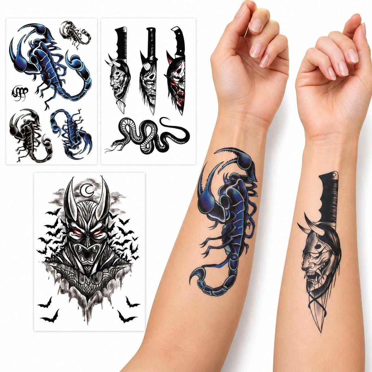 S.A.V.I Temporary Tattoo Stickers Black Blue 15x21 cm, 3 Sheets