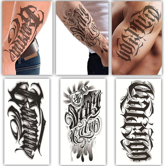 S.A.V.I 3 Chicano Style Temporary Tattoo Sheets – Large 21x10 cm Black Waterproof Body Art Stickers for Men & Women – Safe Non-Toxic Realistic Design – Easy to Apply & Remove, Long-Lasting
