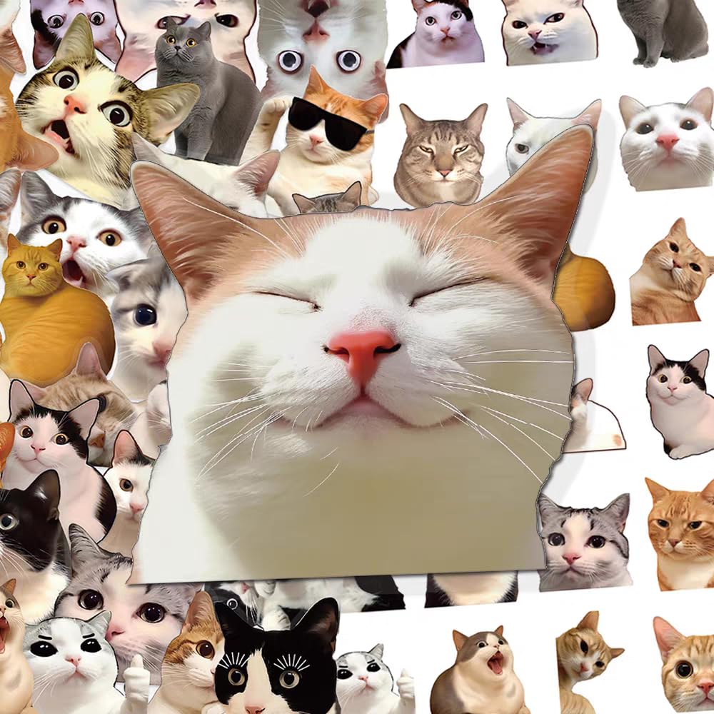 S.A.V.I 50 Pcs Cute Cat Stickers for Water Bottles, Laptops & Phones