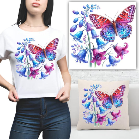 S.A.V.I Butterfly Floral Iron-On Patch – Large 8.5x7 Inch Washable Heat Transfer Sticker for T-Shirts, Hoodies, Denim, Pillows  More – Multicolor Applique for Clothes, Bags, Accessories – Easy DIY Use