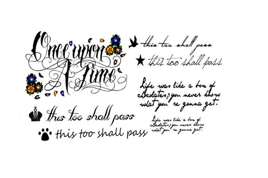 S.A.V.I 3D Temporary Tattoo Text Mix Designs Size 10.5x6cm - 1pc.