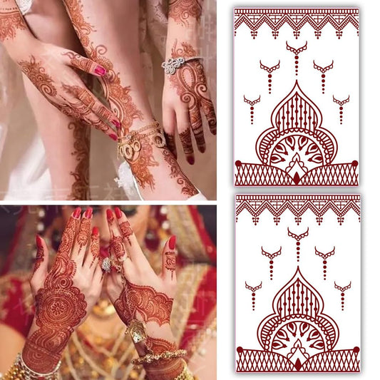 S.A.V.I 2 Sheets, Natural Mehendi Tattoo Stickers - Waterproof Heena Design for Women, 21x15cm