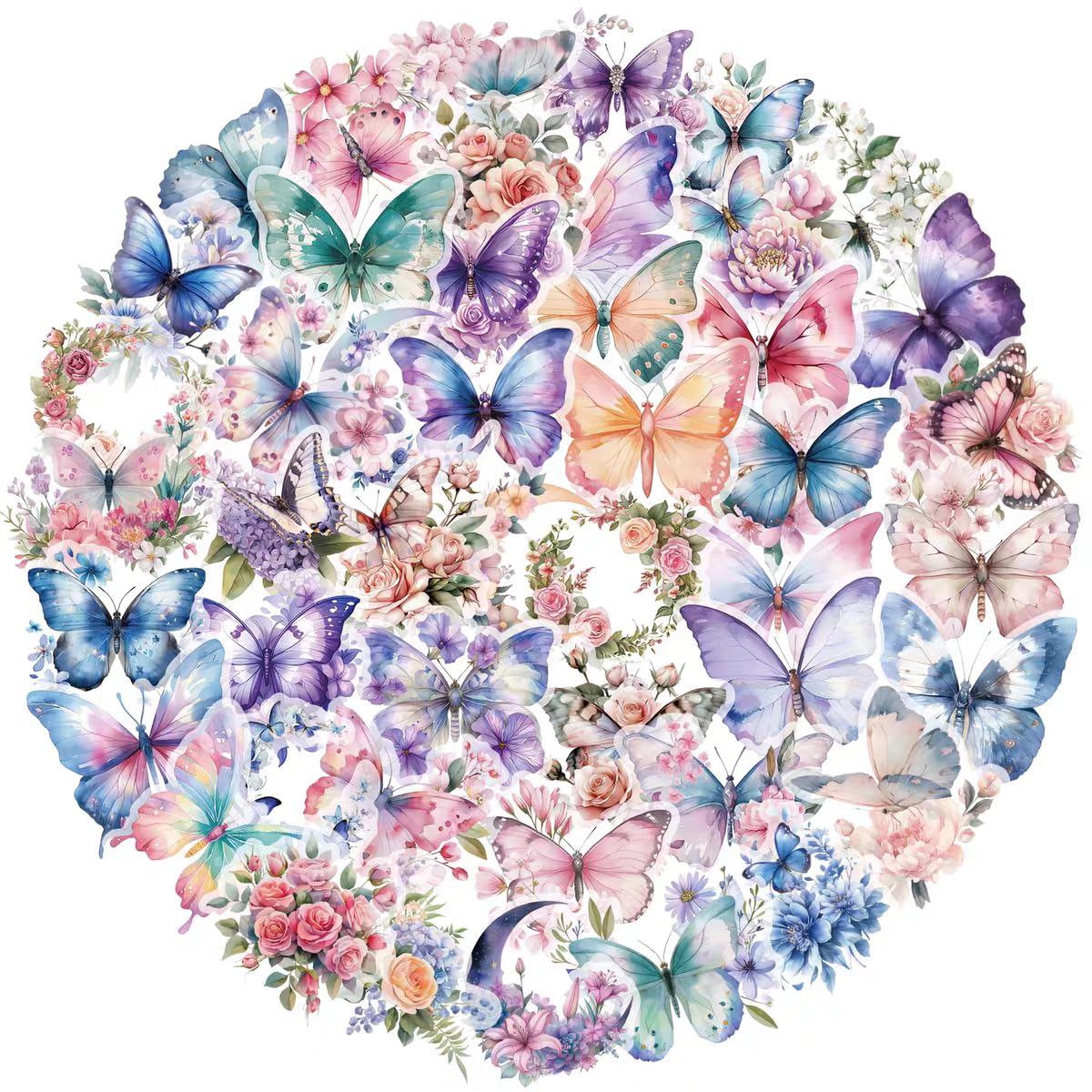 S.A.V.I 50 Pcs Butterfly Stickers, Waterproof Vinyl Decals for Laptop