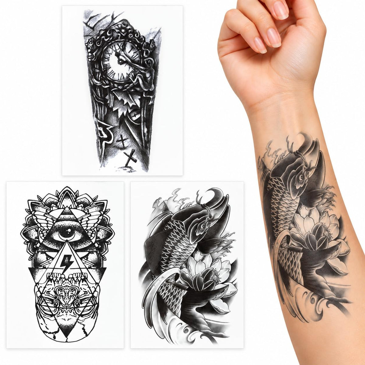 S.A.V.I Temporary Tattoo Stickers 15x21 cm for Men & Women