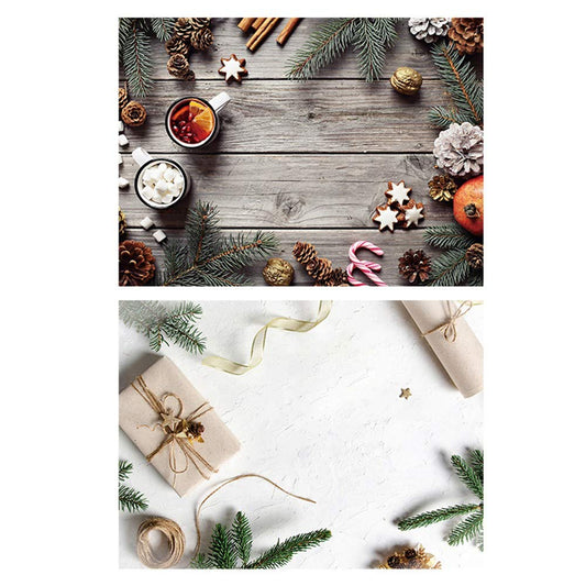 SAVIAURA 1 Sheet 2 in 1 Photography Backdrop 3D Flat Lay Tabletop Double-Sided 22x16 Photo Background PVC Wrinkle-Free for Small Products Food (#4N- White Rough Surface & Grey Wood Pattern)