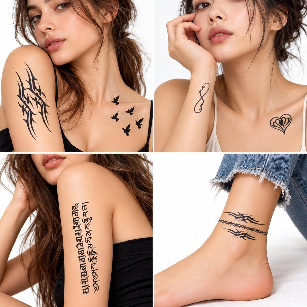 S.A.V.I 7 Temporary Tattoo Stickers Black Ink Tribal Body Art 6x10.5cm
