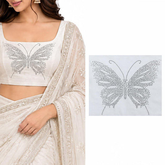 S.A.V.I Rhinestone Iron on Butterfly Heat Transfer Sticker 25x30cm