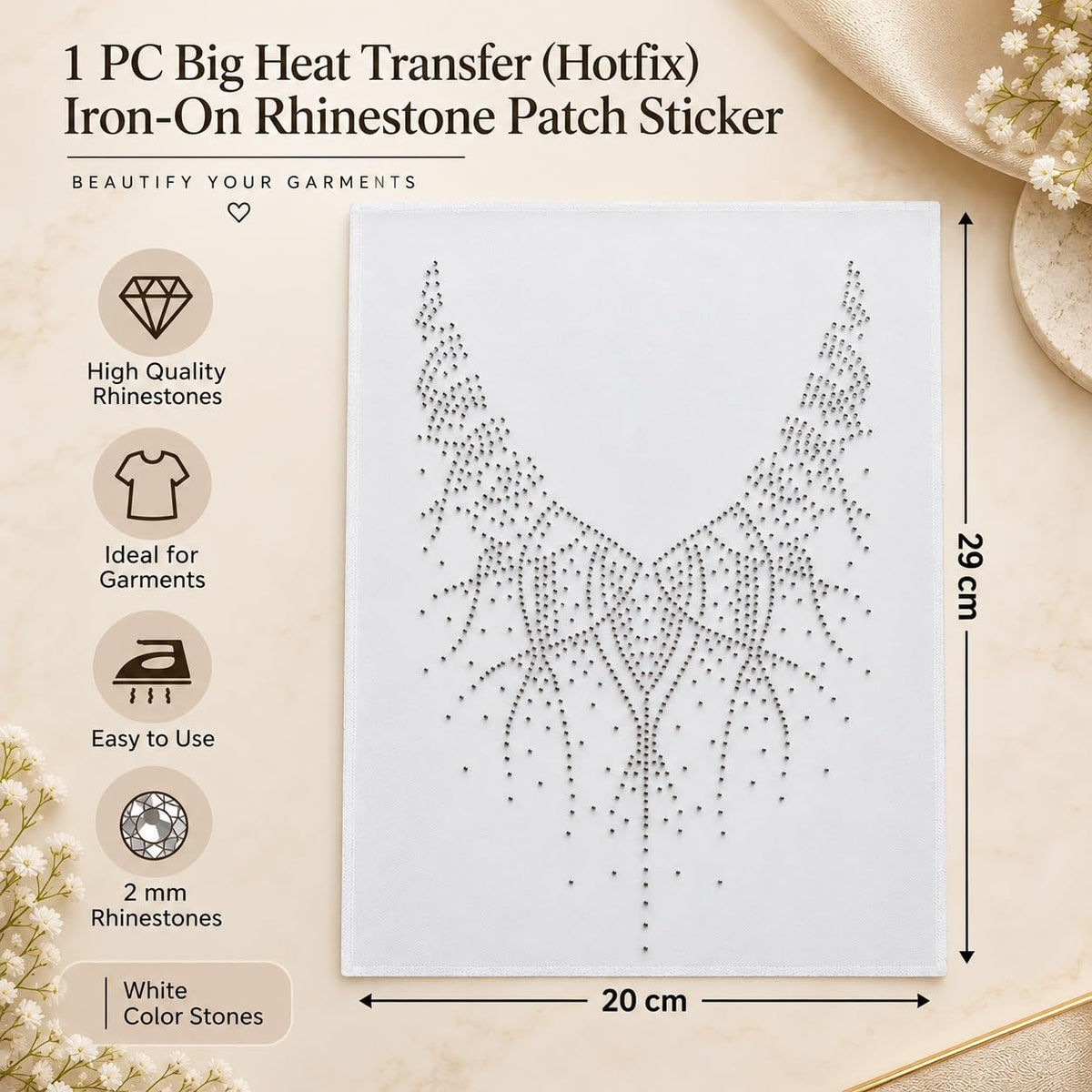 S.A.V.I Iron on Rhinestone Transfer Hotfix Crystal Sticker White 2mm