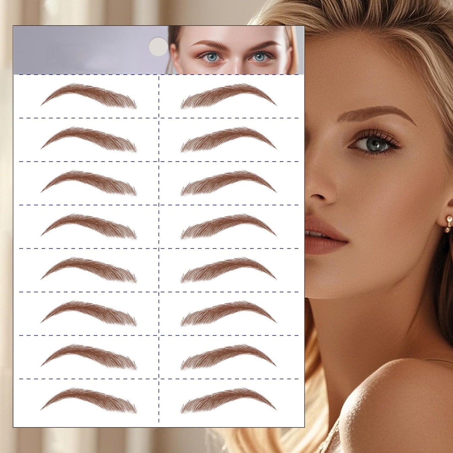 S.A.V.I 8 Pairs/1 Sheet - 6D Hair-Like Eyebrow Tattoo Stickers, Natural Brown Arch Shape, Waterproof & Sweatproof Temporary Eyebrow Patch, Safe Non-Toxic Self-Adhesive, Long-Lasting for Women & Girls (171)