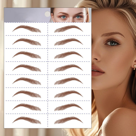 S.A.V.I 8 Pairs/1 Sheet - 6D Hair-Like Eyebrow Tattoo Stickers, Natural Brown Arch Shape, Waterproof & Sweatproof Temporary Eyebrow Patch, Safe Non-Toxic Self-Adhesive, Long-Lasting for Women & Girls (171)
