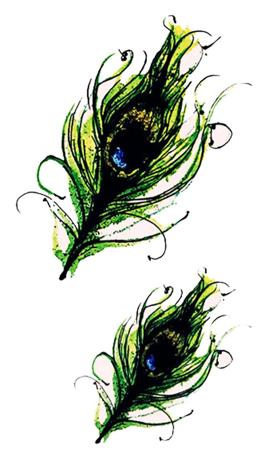 S.A.V.I Temporary Tattoo 3D Peacock Feathers Tattoo Sticker Size 10.5x6CM - 1PC.