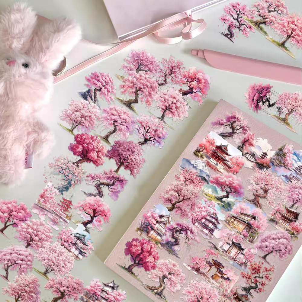 S.A.V.I Cherry Blossom Stickers Pack of 50, Vinyl Decals