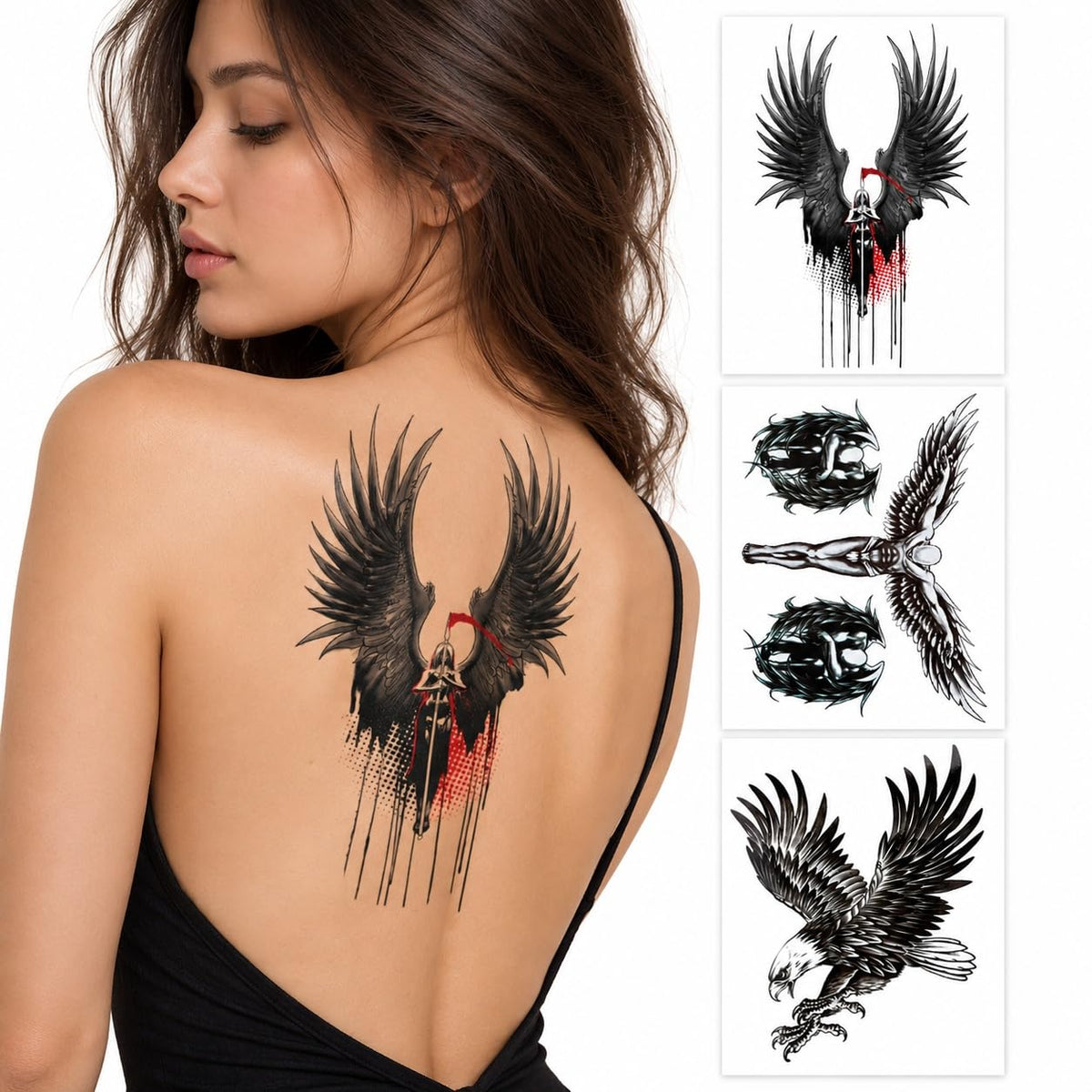 S.A.V.I Temporary Tattoo Stickers Wing Design, 3 Sheets, 15x21 cm