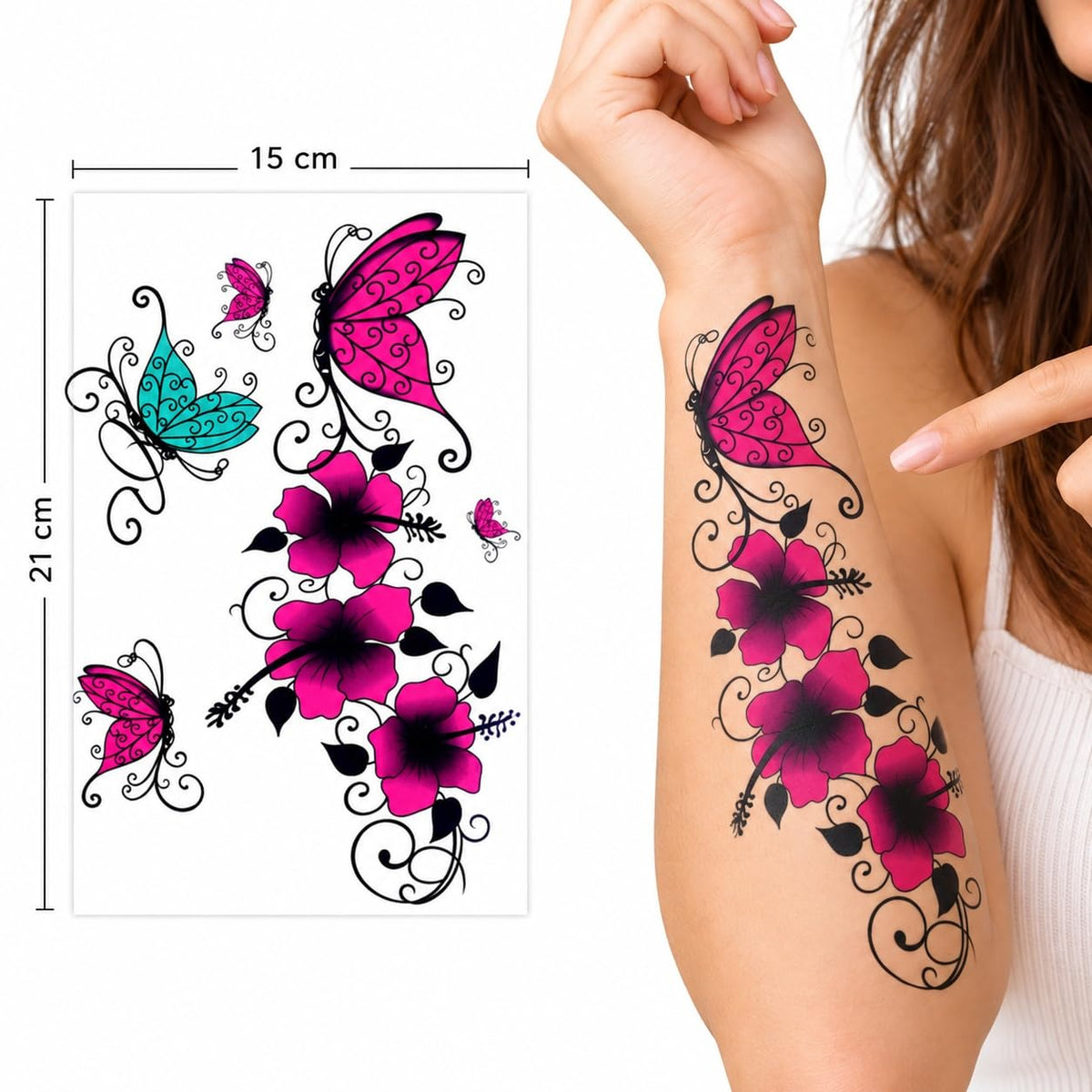 S.A.V.I Temporary Tattoo Stickers Multicolour & Black, 3 Sheets