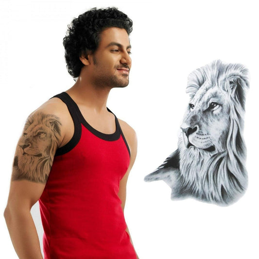 S.A.V.I Temporary Tattoo For Girls Men Women 3D Big Lion Face Sticker Size 21x15cm - 1pc.