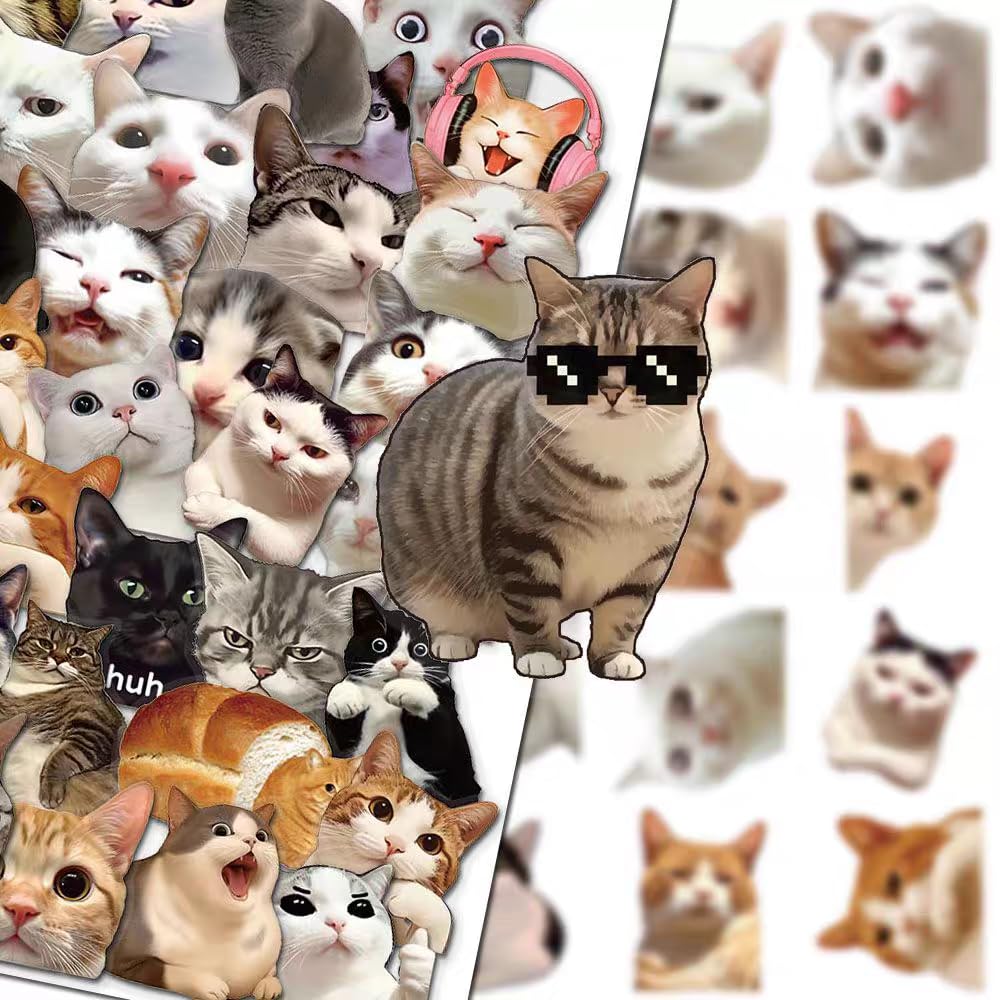 S.A.V.I 50 Pcs Cute Cat Stickers for Water Bottles, Laptops & Phones