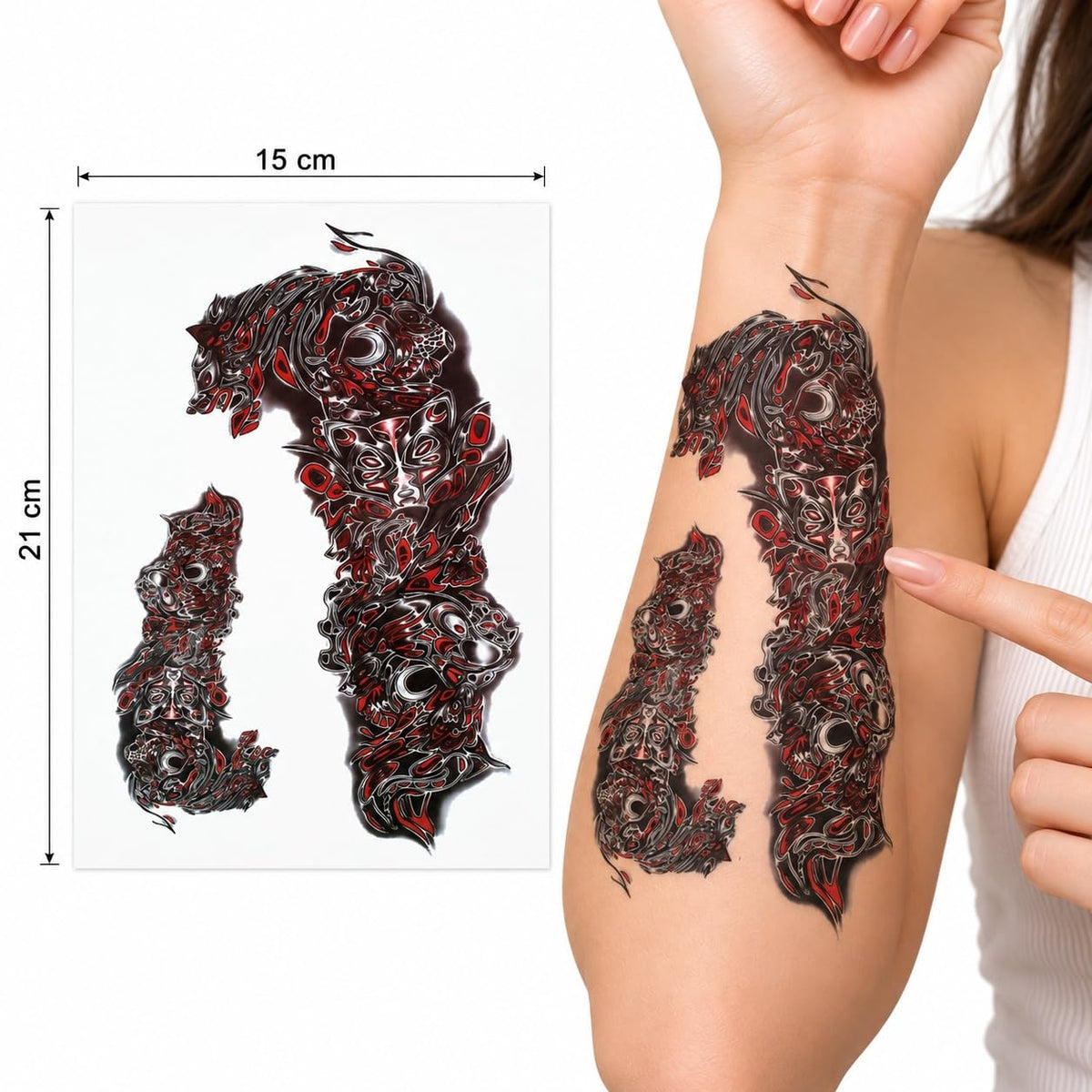 S.A.V.I Temporary Tattoo Stickers Gothic Skull & Tribal Art, 3 Sheets