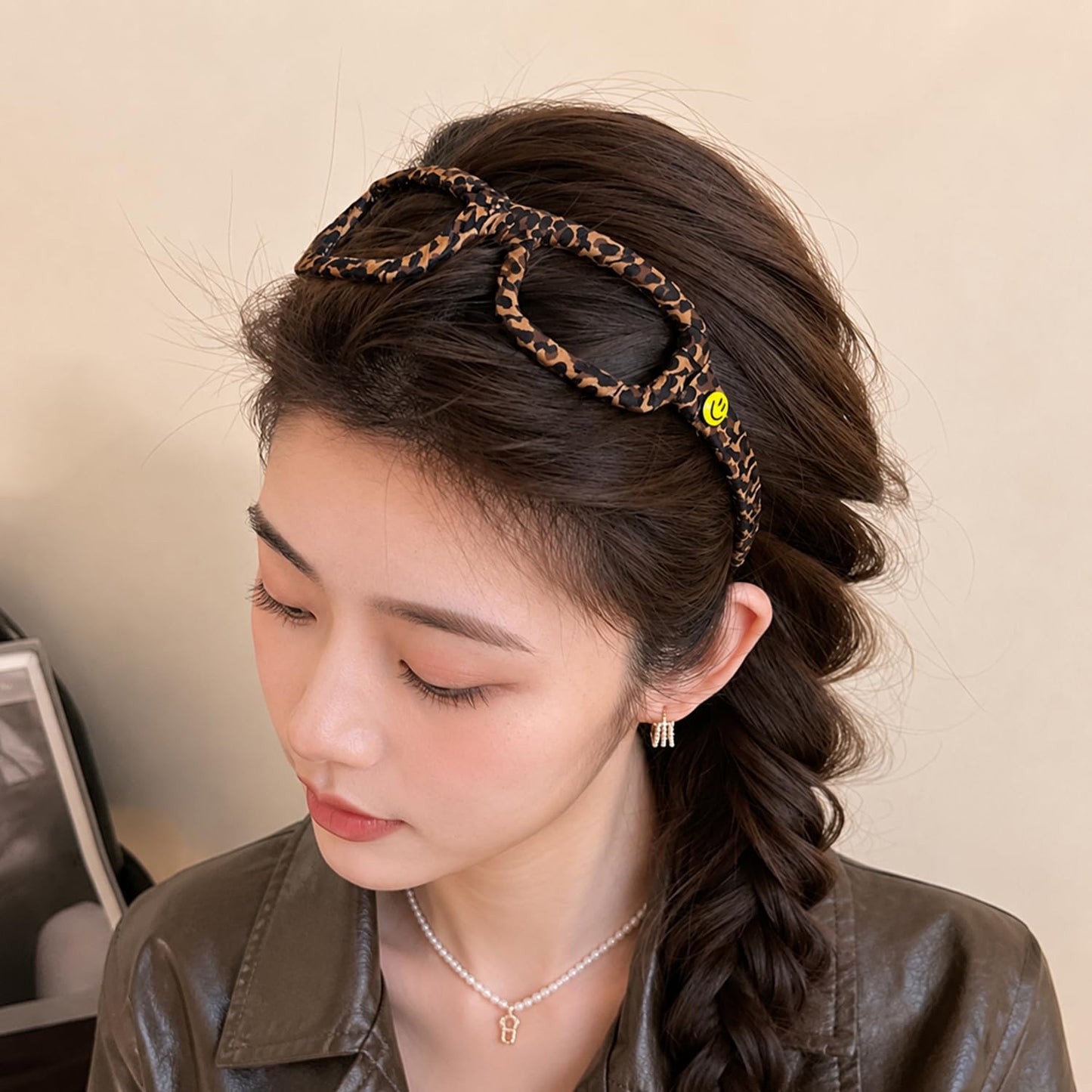 S.A.V.I Leopard Print Hair Band Sunglasses Style for Women, Brown Fabric Headpiece, 14 cm, Lightweight, Secure Fit, Durable, Casual & Party for Girls, Giftable Accessory