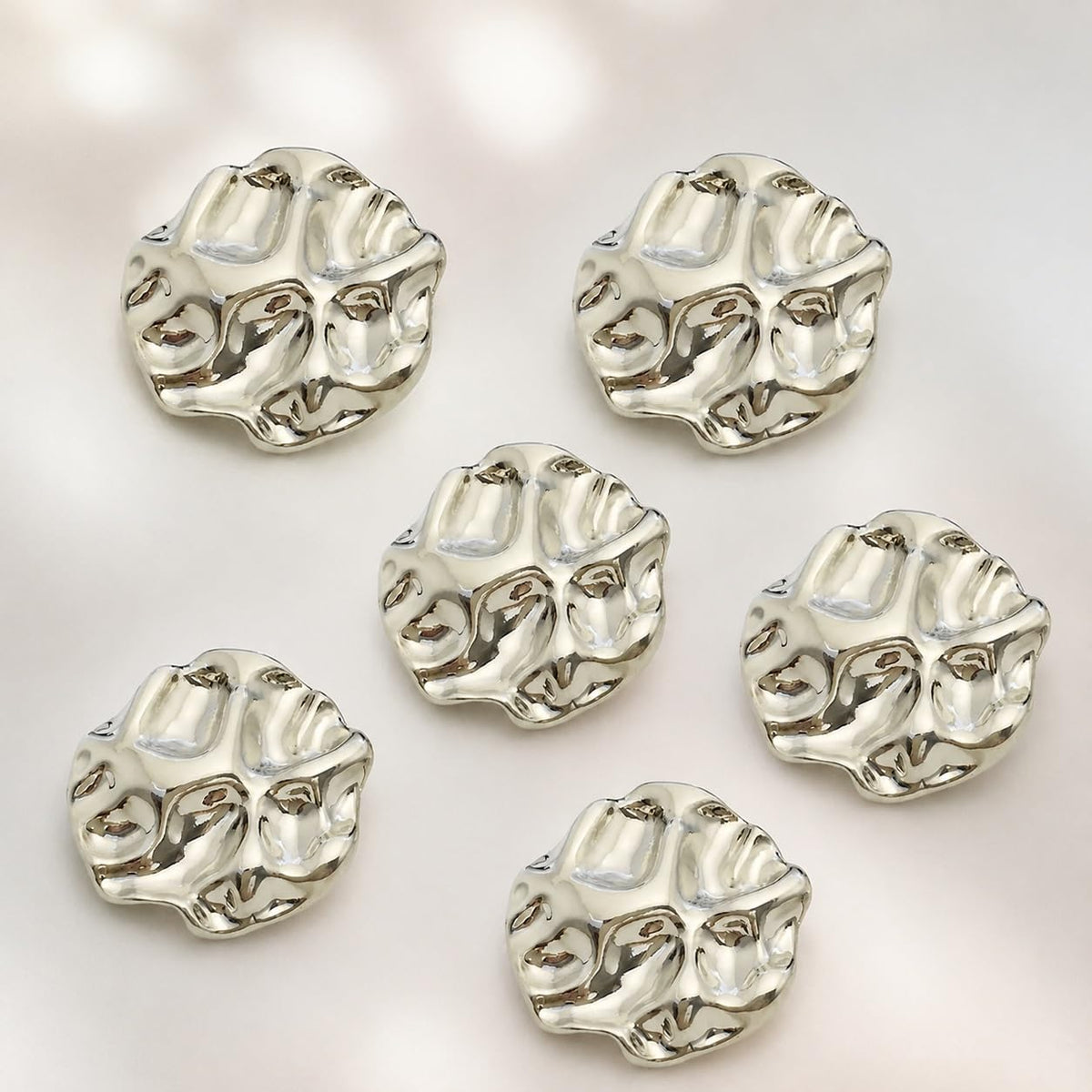 S.A.V.I Ripple Design Shank Buttons for Sewing 17.5mm Silver Tone | Set of 6, For Cardigans & Jackets, Sculpted Fasteners, DIY Crafts & Knitting, Blazers & Sweaters