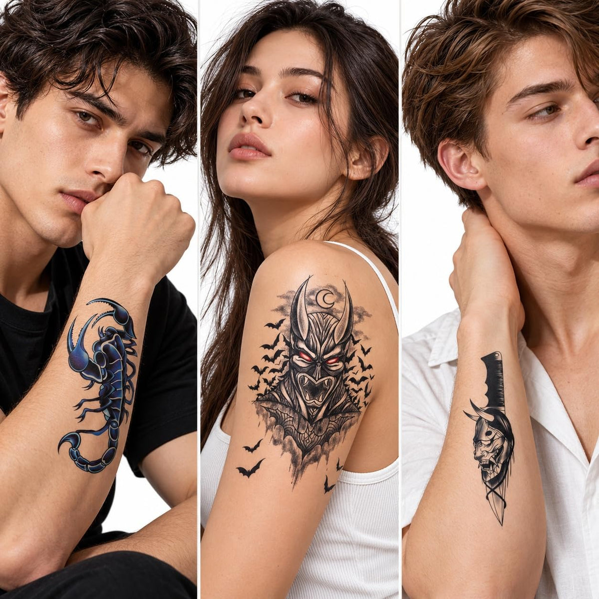 S.A.V.I Temporary Tattoo Stickers Black Blue 15x21 cm, 3 Sheets