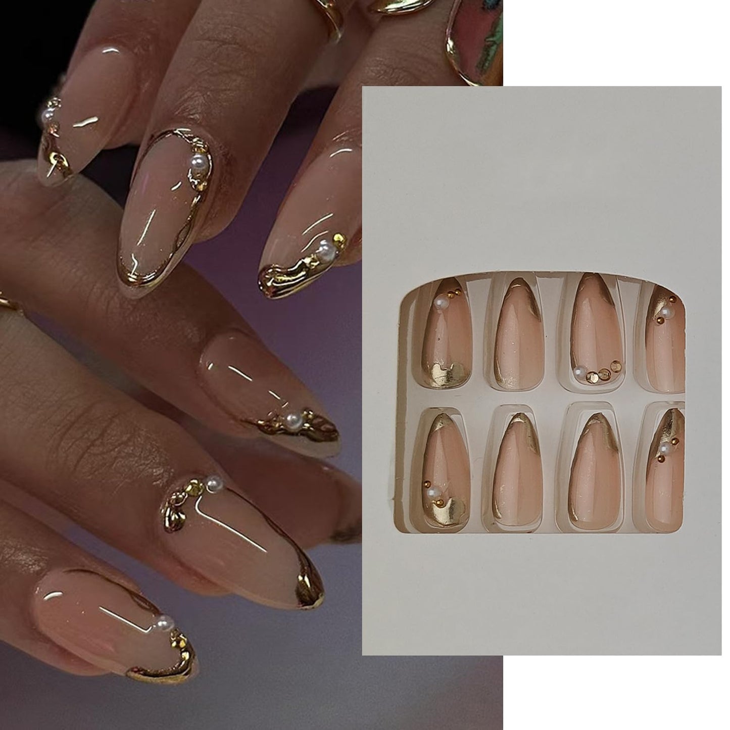 S.A.V.I Mirror Chrome Pink Press-On Toe Nails, Short Natural Square Shape, Glossy Metallic Finish, ABS Material, 24 Pcs Reusable Fake Toenails with Glue & Adhesive Tabs