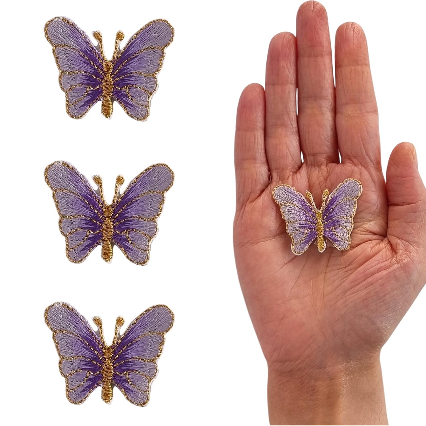 S.A.V.I 3D Butterfly Embroidered Iron-On Patches (Set of 3) – Purple, 3.8x3cm | Pre-Glued DIY Appliques for T-Shirts, Jeans, Jackets, Bags | Fabric Embellishments for Customization, Arts  Crafts (Purple)