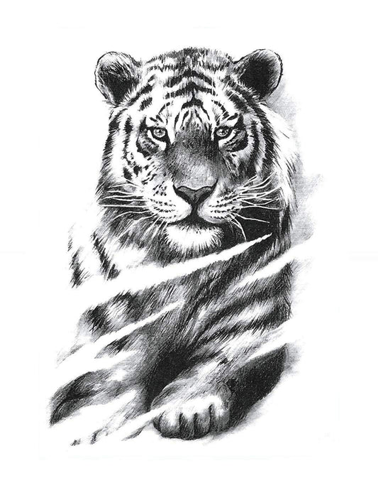 S.A.V.I 3D Temporary Tattoo Black Color Big Tiger Sitting Design Size 21x15 cm - 10 g  Amazon.in Beauty