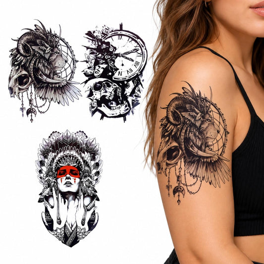 S.A.V.I Temporary Tattoo Stickers 3 Gothic Designs 15x21 cm Sheet