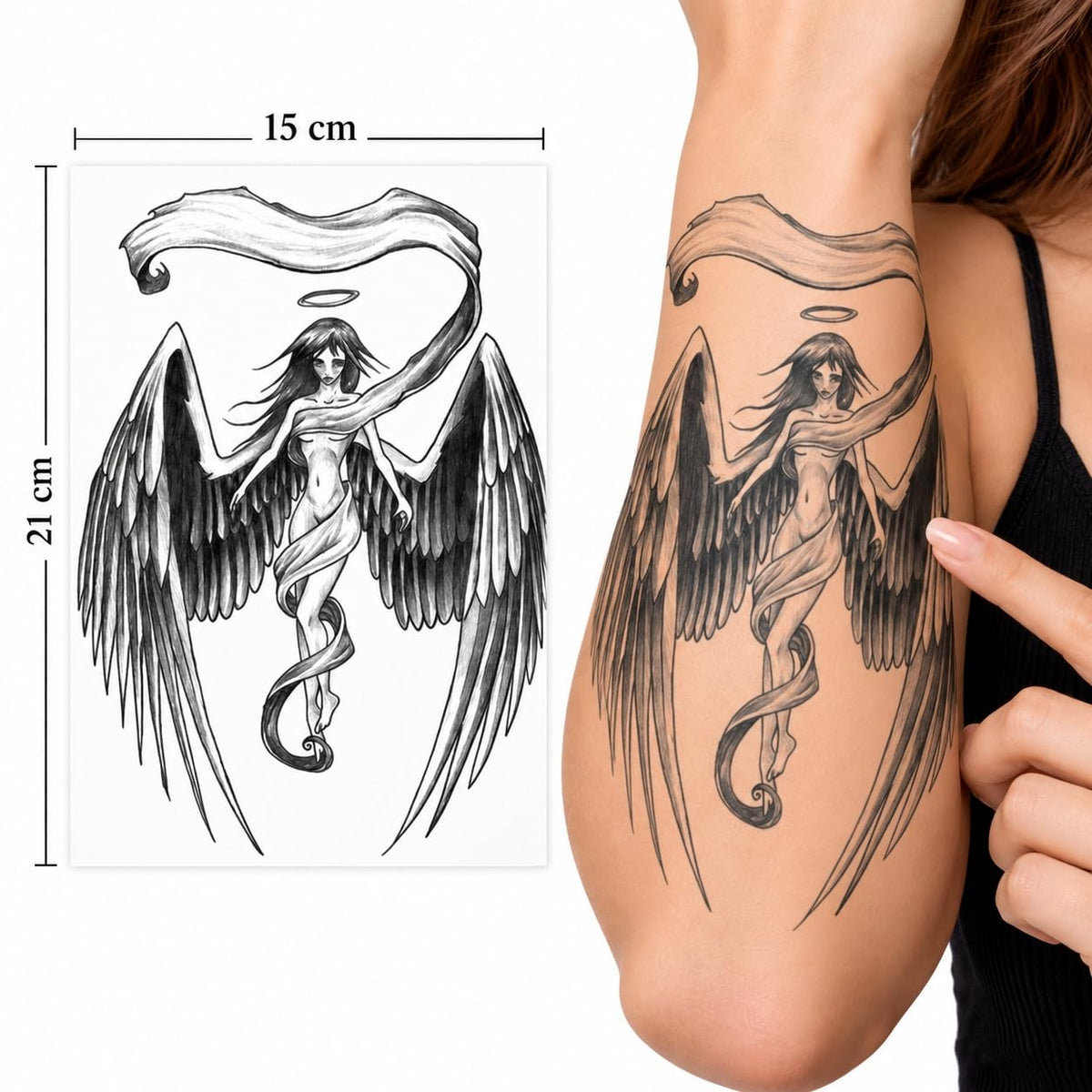 S.A.V.I Temporary Tattoo Stickers Angel Wings Designs, 15x21 cm