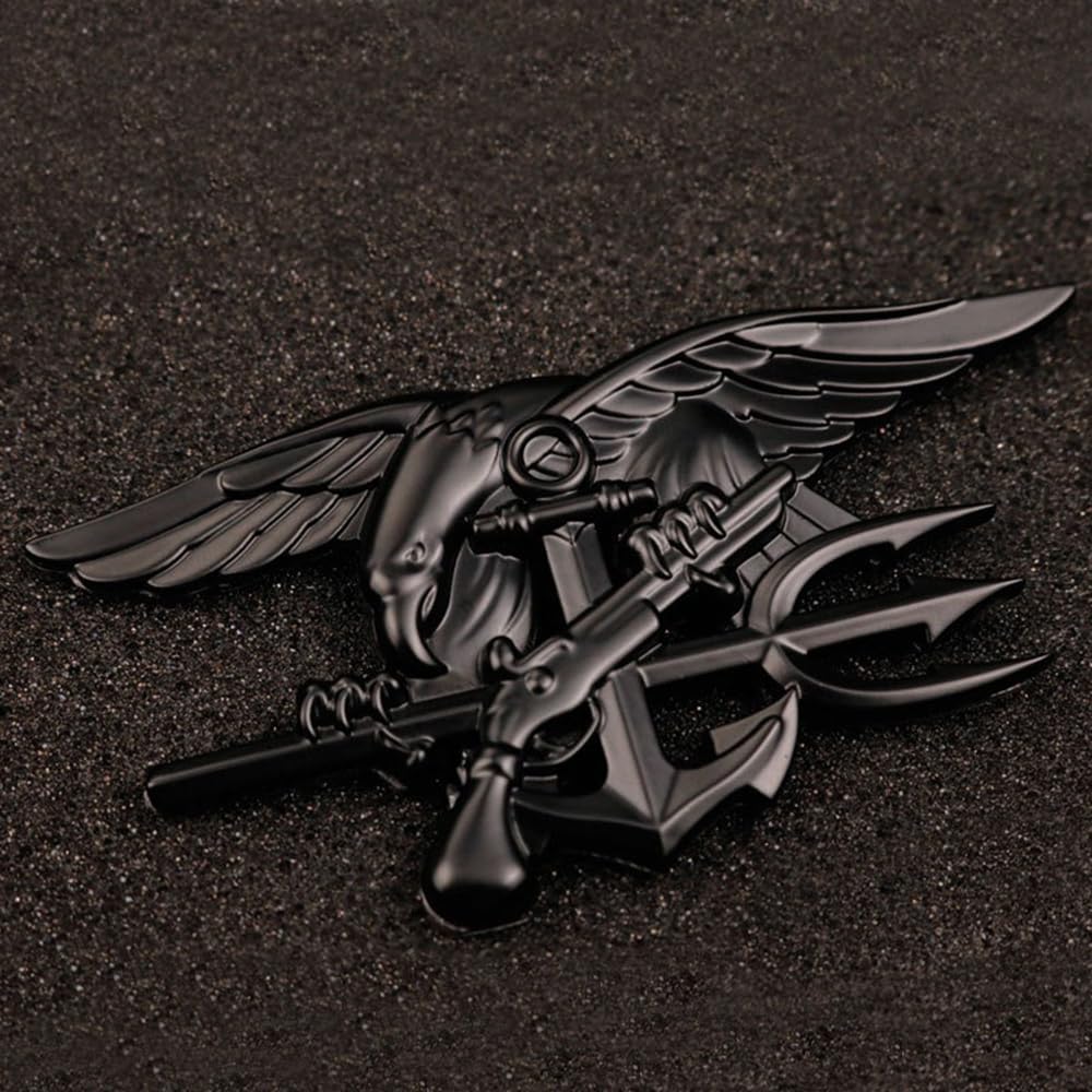SAVIAURA 3D Eagle Emblem - Metallic Stylized Wings Car Logo, Metal Fender Durable Sticker for Car Exterior Decoration, Black