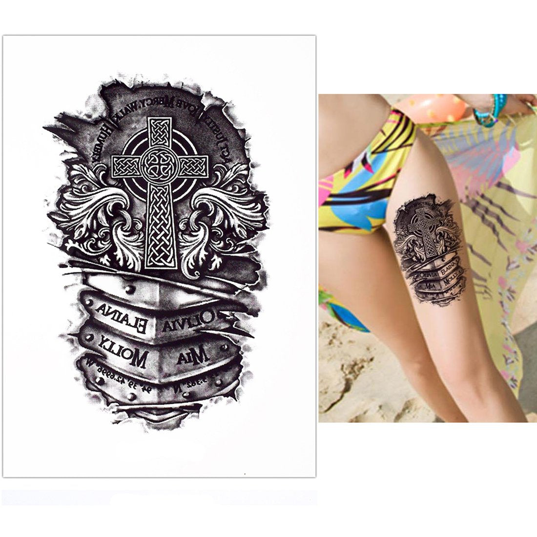 S.A.V.I 3D Temporary Tattoo Waterproof Sticker Beautiful Black Big Skull Cross Popular New Designs Size - 21x15cm