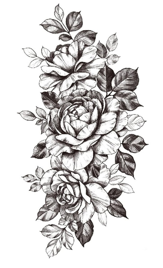 S.A.V.I Temporary Tattoo Stickers, Flowers Leaves Tattoo Pattern For Men, Women, Tattoo For Hand Arm, Size 21x11cm - 1Pc.