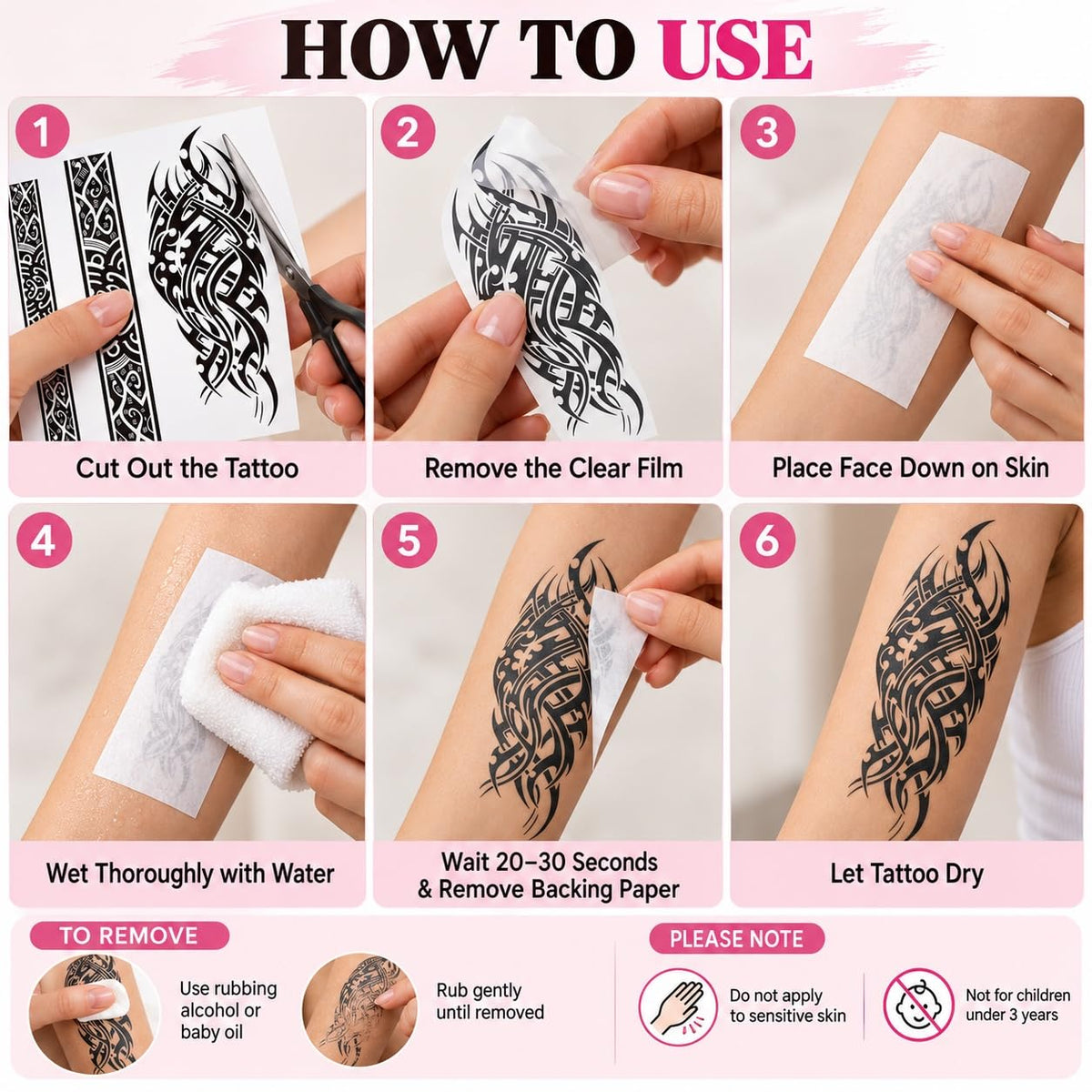 S.A.V.I Tribal Temporary Tattoo Stickers 3 Sheets, 15 x 21 cm